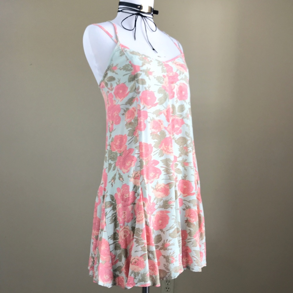 LA Hearts Floral Sun Dress Green Pink - Picture 2 of 8